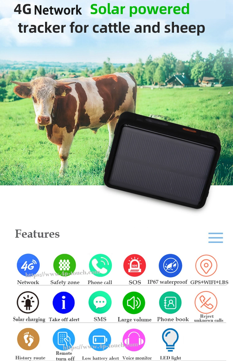 High Quality IP67 Waterproof 4G LTE Solar Charging GPS Tracker for Sheep Cow Cattle with 9000mAh Large Battery Capacity V44